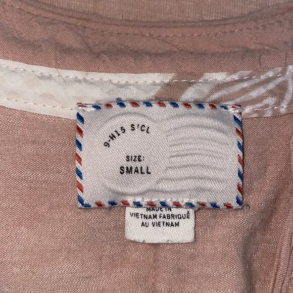 Anthropologie Postage Stamp Blush Pink Top Summer Casual Sheer Y2K - Picture 4 of 6
